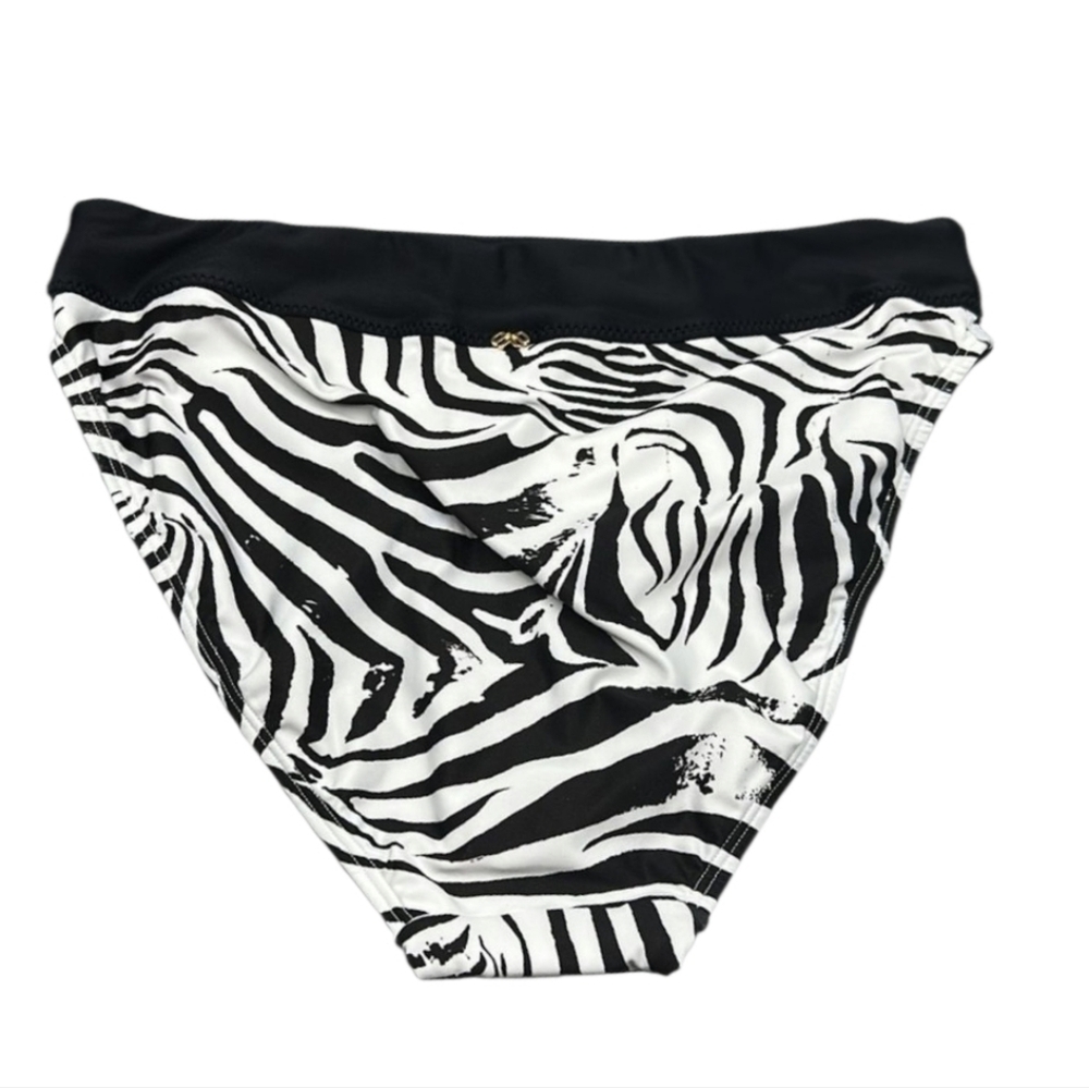 NWT PilyQ PQ Swim Black Gwen Chain Top Zebra High Waist Bikini Set Small - Picture 8 of 12